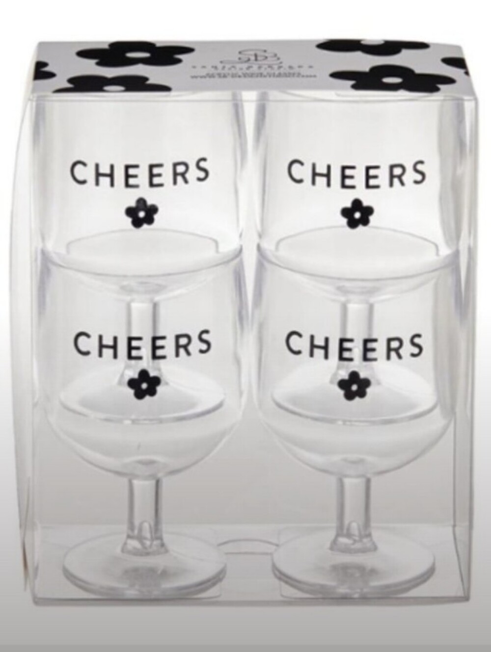 4pc-Stackable Acrylic "Cheers"  Wine Glasses 🖤
